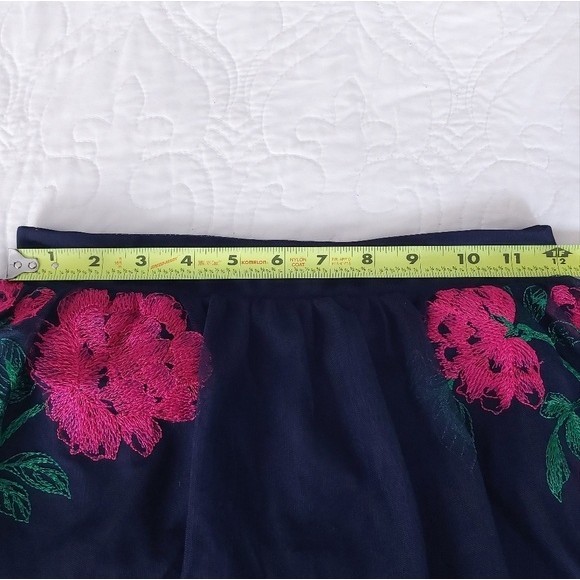 Speechless - Navy Blue & Pink Floral Tulle Layered Skater/Mini Skirt - Picture 11 of 12